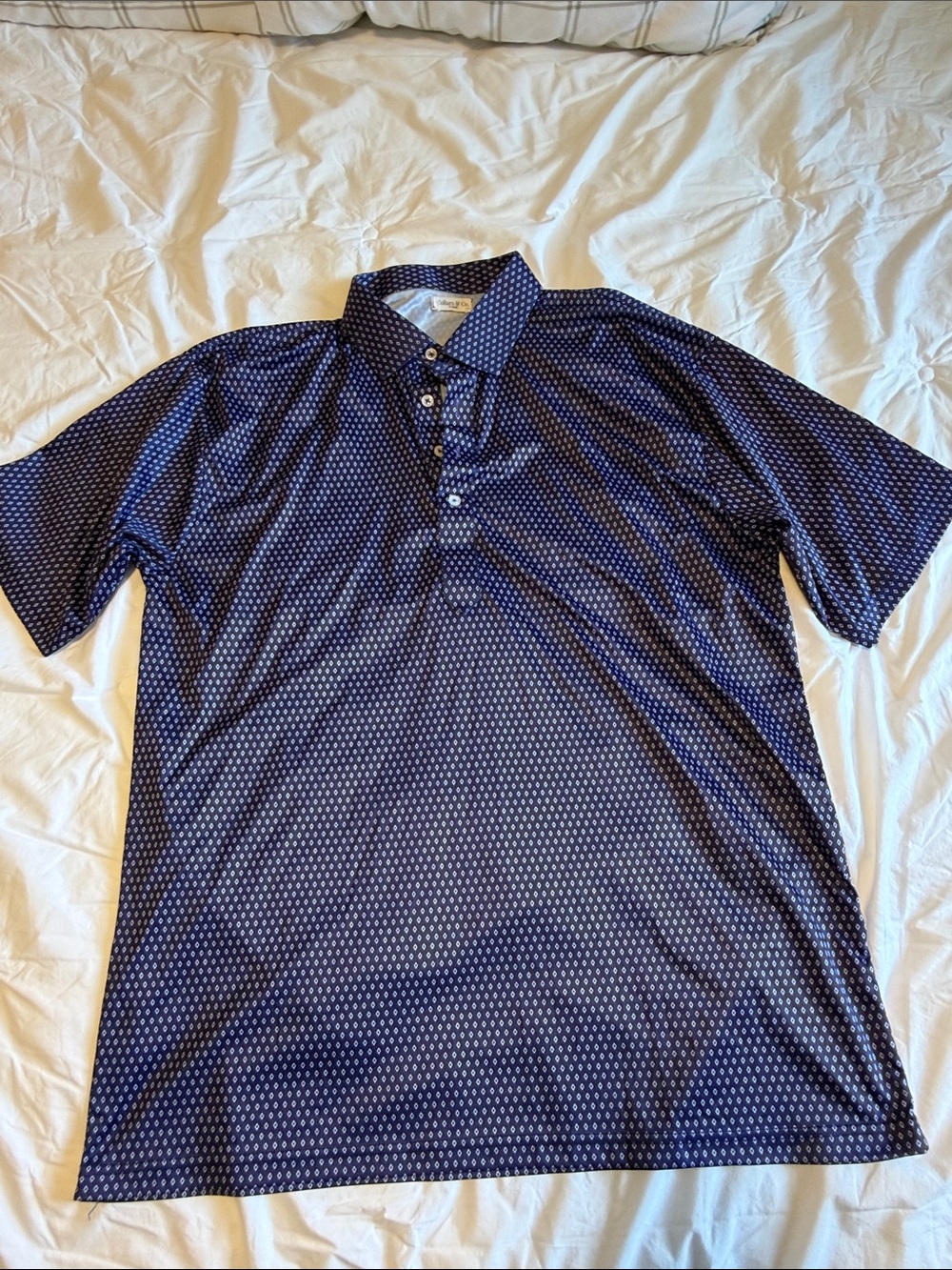 Collars&Co Men's Navy Patterned Polo Shirt